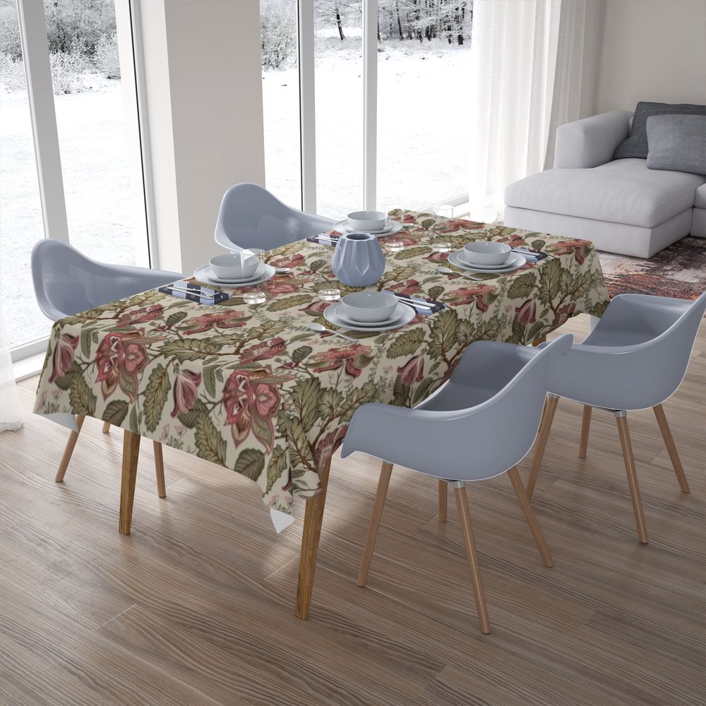Текстильная 3D скатерть на кухню «Старинный цветочный узор» вид 7