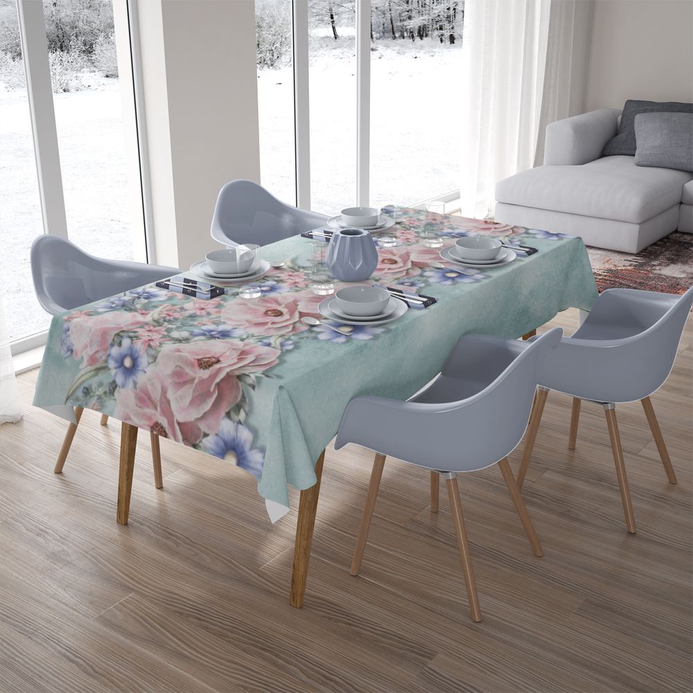 Текстильная 3D скатерть для стола «Цветочная гармония» вид 7