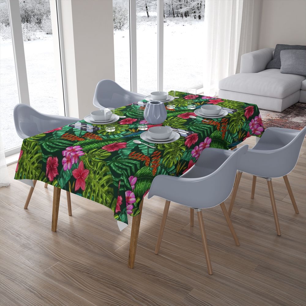 Полотняная 3D скатерть на обеденный стол «Яркие тропические акценты» вид 7