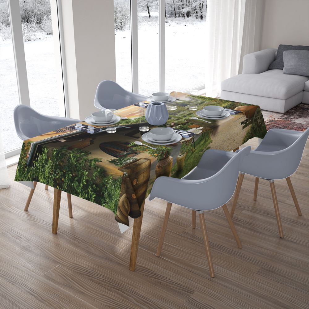 Полотняная скатерть для стола «Домик в Италии» вид 7