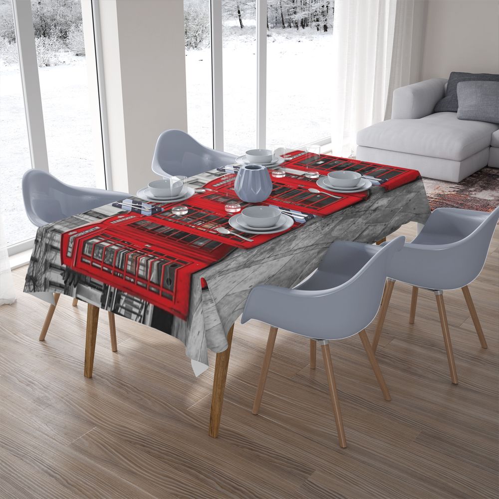 Габардиновая 3D скатерть для стола «Красные будки» вид 7