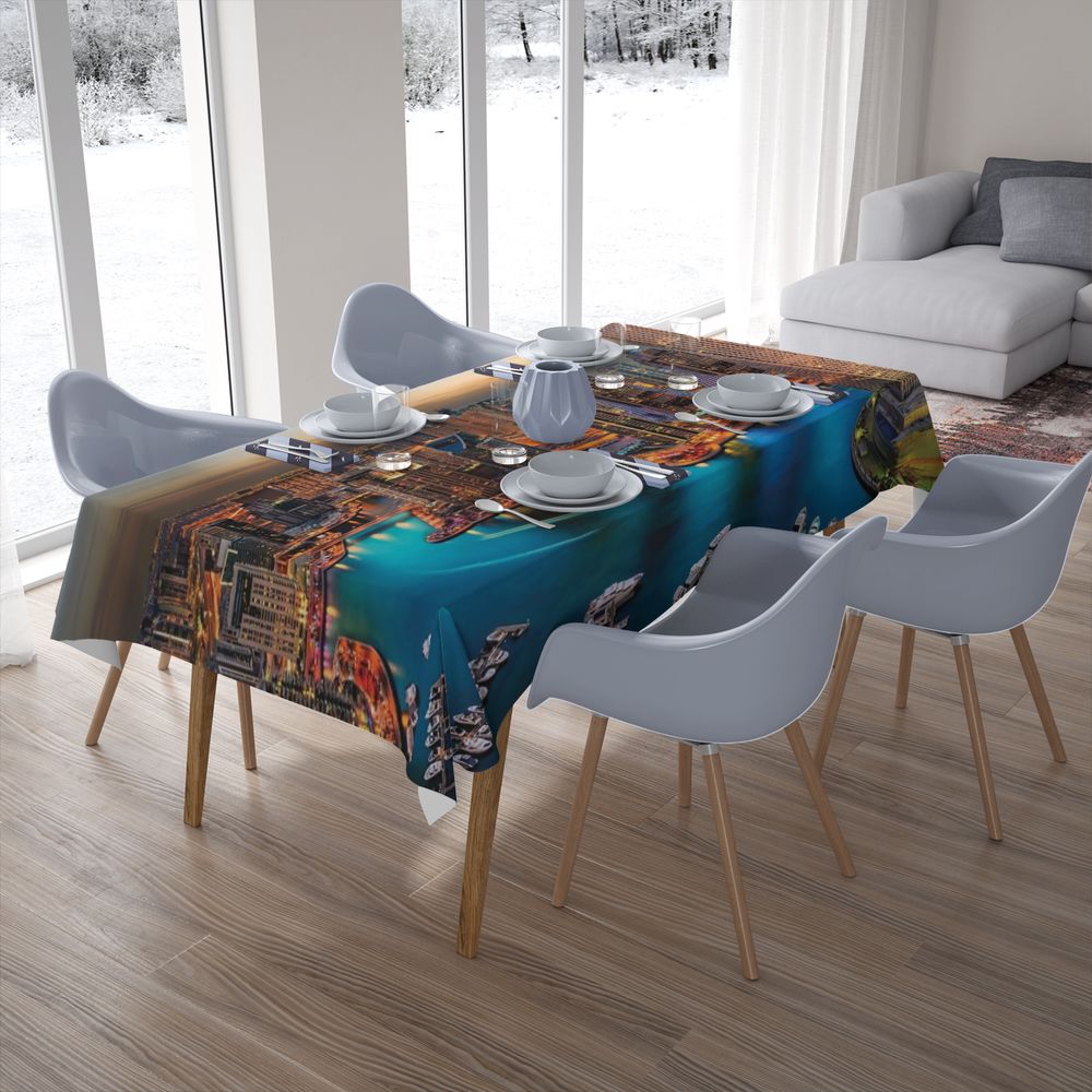 Текстильная 3D скатерть для стола «Ночной Дубай» вид 7