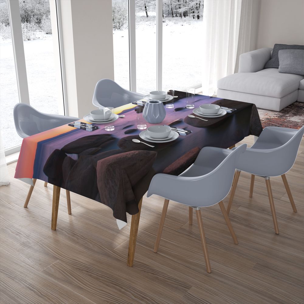 Полотняная 3D скатерть на кухонный стол «Камни на закате» вид 7