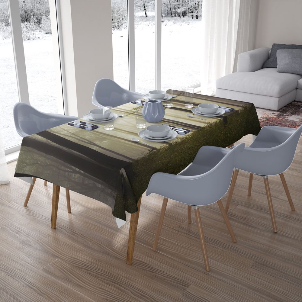 Текстильная 3D скатерть для стола «Туман в мистическом лесу» вид 7