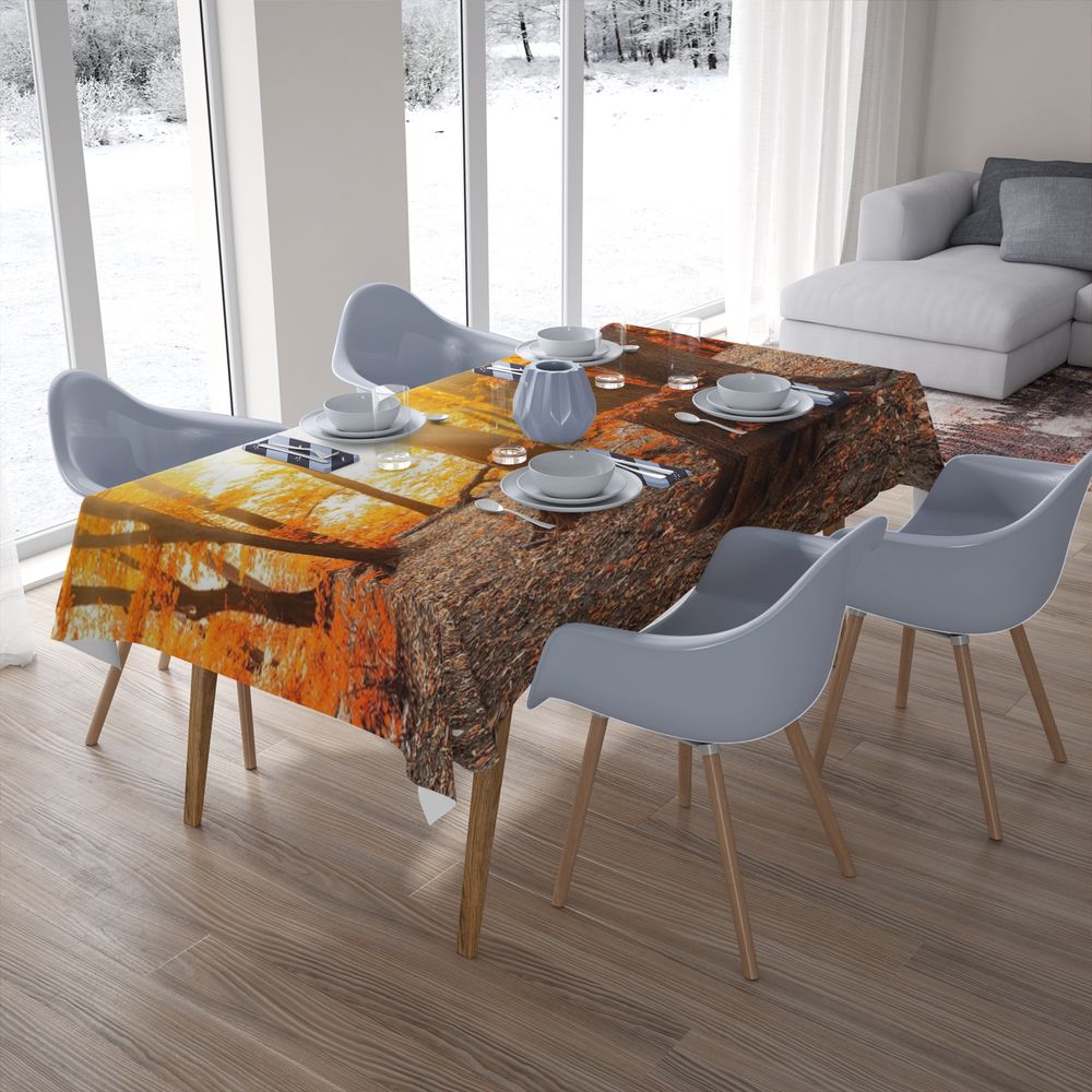 Текстильная 3D скатерть на кухонный стол «Осенний лес» вид 7