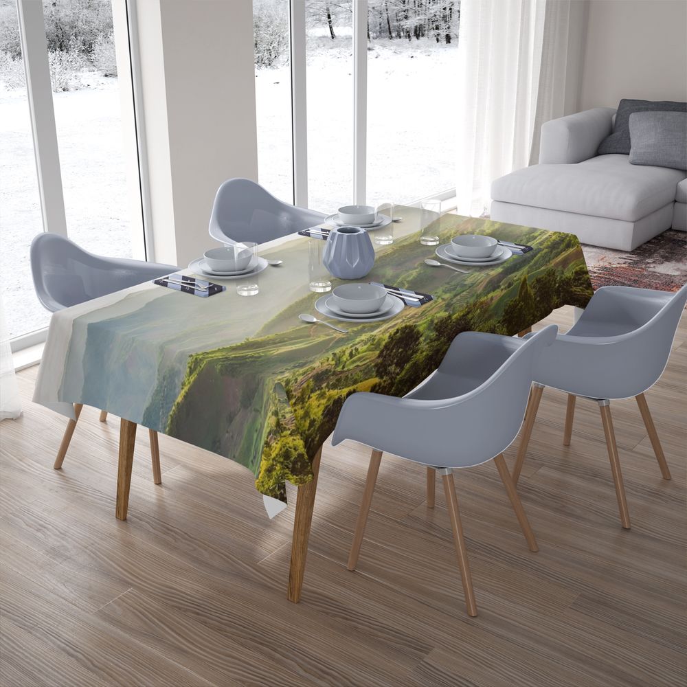 Полотняная 3D скатерть на кухонный стол «Зеленая долина» вид 7