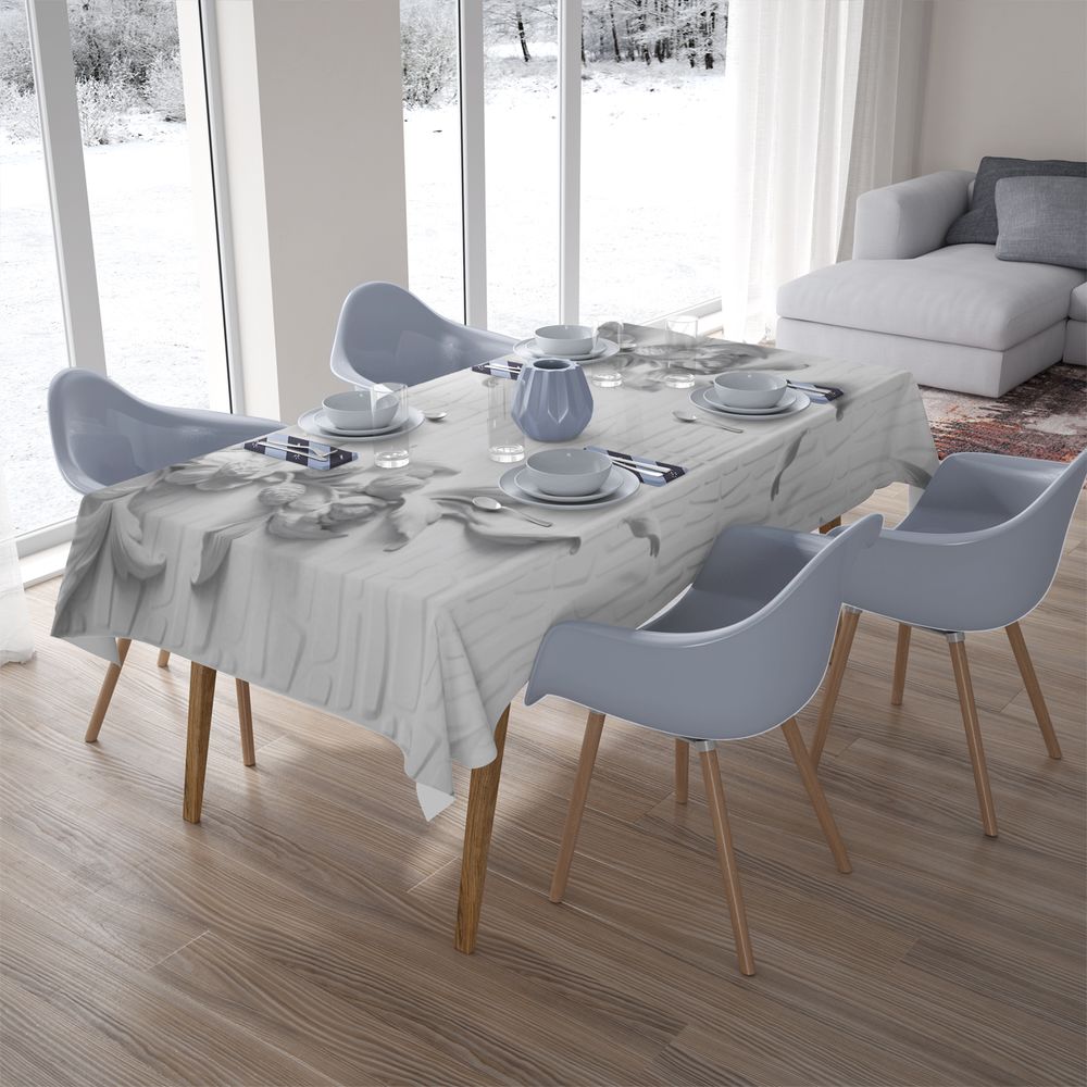 Текстильная 3D скатерть для стола «Рельеф с ниспадающими цветами» вид 7