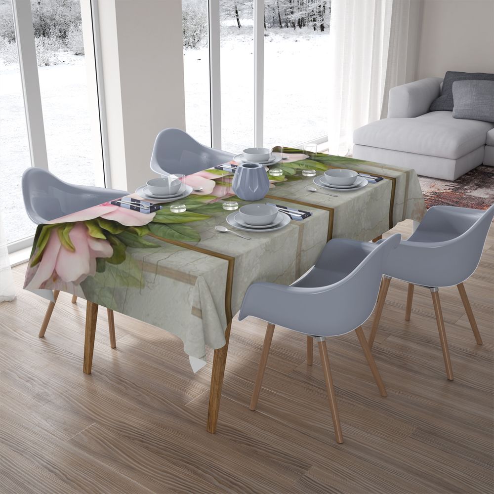 Текстильная 3D скатерть для стола «Бархатистые цветы» вид 7