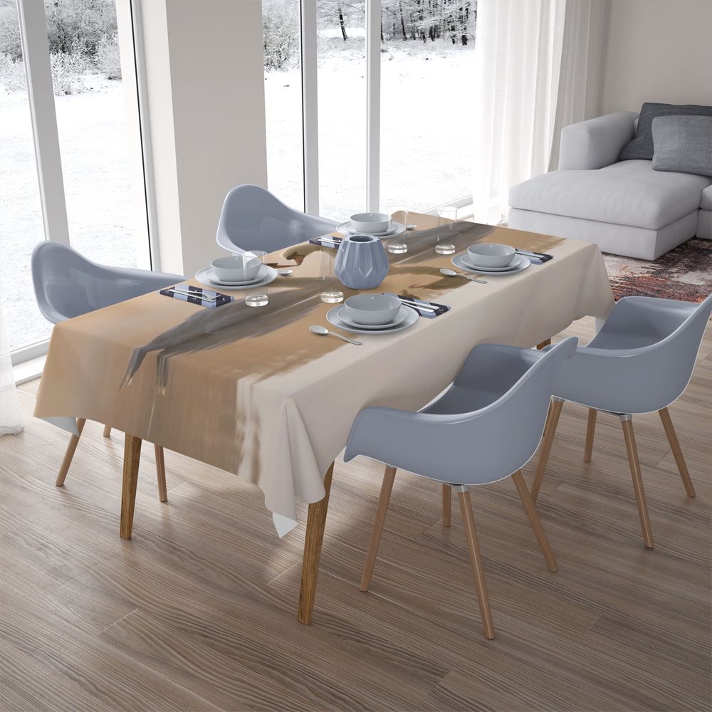Полотняная 3D скатерть на кухонный стол «Влюбленные лебеди» вид 7