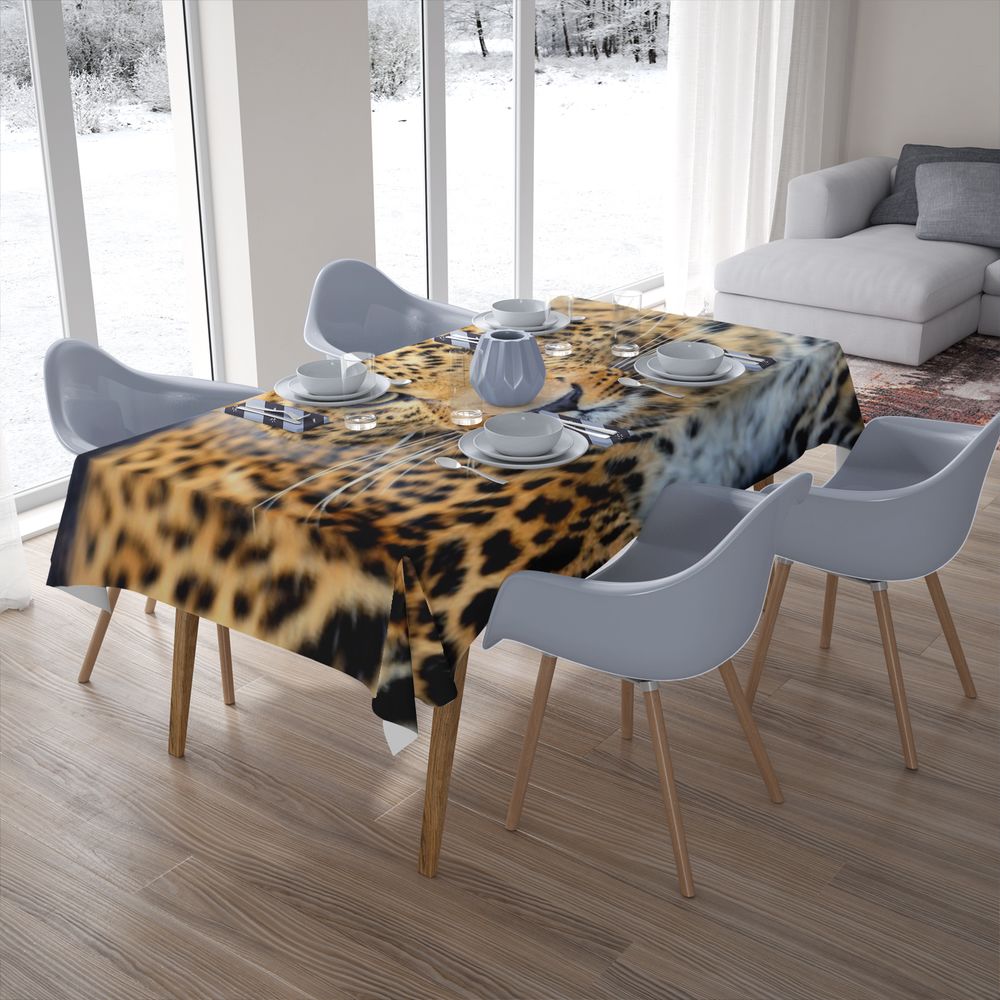 Текстильная скатерть на обеденный стол «Красивый леопард» вид 7