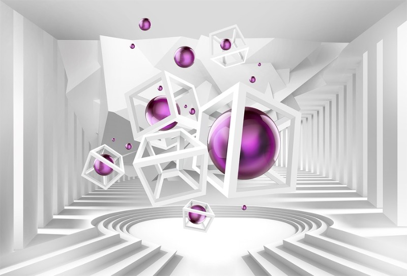3D Фотообои 3D Фотообои «Абстракция с фиолетовыми шарами»