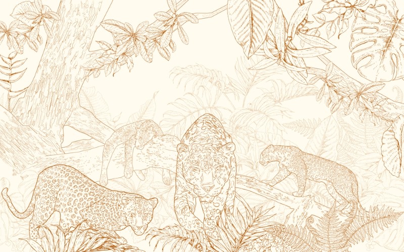 3D Фотообои 3D Фотообои «Золотые леопарды в листве»