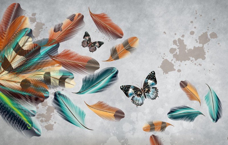3D Фотообои 3D Фотообои «Бабочки в ярких перьях»