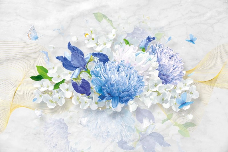 3D Фотообои 3D Фотообои «Небесно-голубые цветы»