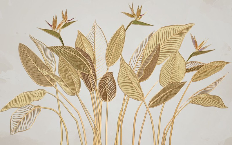 3D Фотообои 3D Фотообои «Золотые листья»
