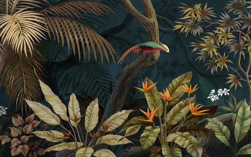 3D Фотообои 3D Фотообои «Птица в ночных тропиках»