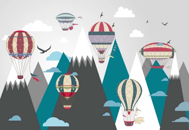 3D Фотообои Фотообои «Воздушные шары в горах»