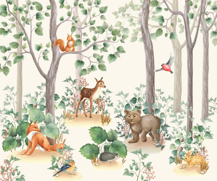 3D Фотообои Фотообои «Сказочный лес с животными»