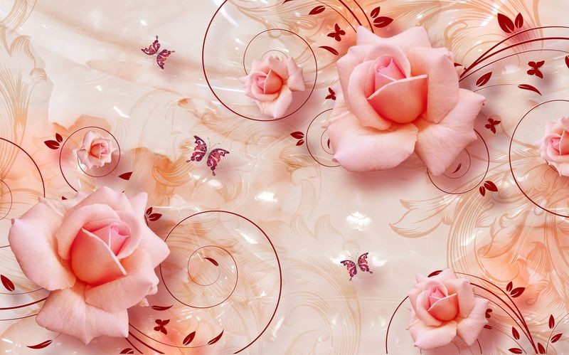 3D Фотообои 3D Фотообои  «Розы на мраморе» 