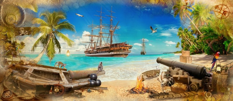 3D Фотообои 3D Фотообои «Пираты на побережье»