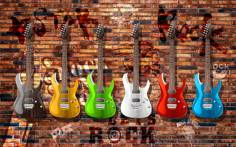 3D Фотообои 3D Фотообои «Лофт гитары»