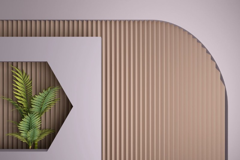 3D Фотообои 3D Фотообои «Лаконичная композиция с пальмовыми ветвями»