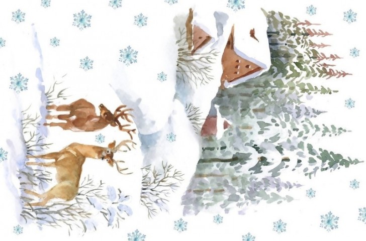 Новогодний 3D плед «Зимняя акварель» вид 2