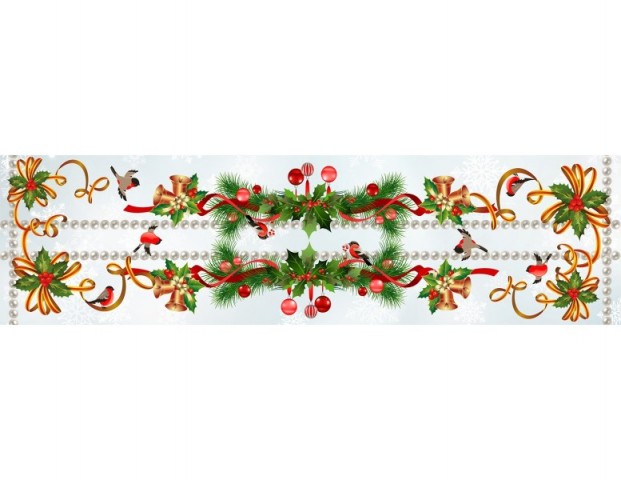 Сервировочная дорожка «Рождественская композиция со снегирями» вид 1