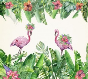 Шторы для ванной «Цветущие фламинго»