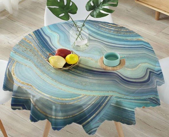 3D Скатерть «Каменный срез цвета моря» вид 4