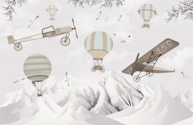 3D Ковер «Полеты над заснеженными горами»