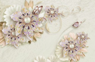 3D Ковер «Радужные ювелирные цветы»