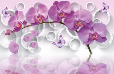3D Ковер «Орхидея с объемными кругами»  