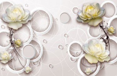 3D Ковер «Нежные розы с объемными кольцами»