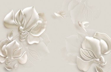 3D Ковер «Объемные цветы из штукатурки»