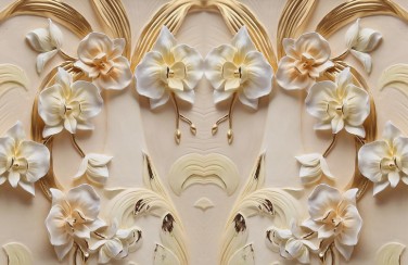 3D Ковер «Орхидеи барельеф»  