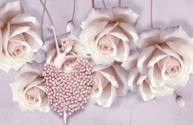 3D Ковер «Танцующая балерина в розах»