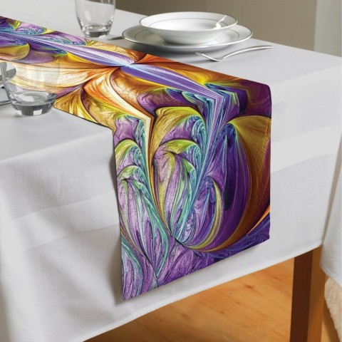Дорожка на стол с рисунком «Фиолетово-желтая абстракция» вид 4