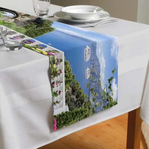 Сервировочная дорожка для кухонного стола «Античный балкон с видом на парусники в заливе» вид 4