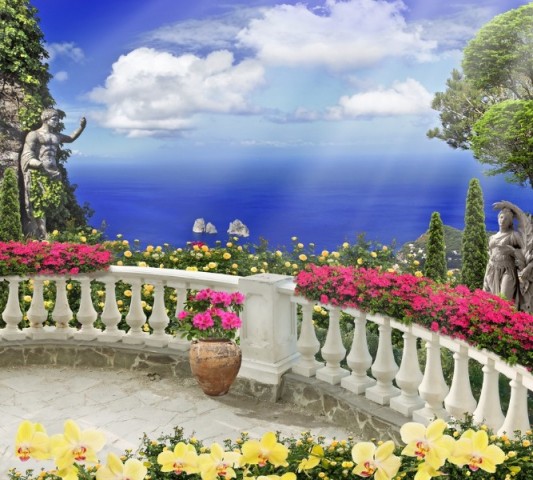 Текстильная дорожка «Античный балкон с видом на синий океан» вид 1
