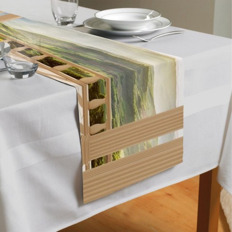 Дорожка на стол с рисунком «Балкон с видом на солнечную долину» вид 4