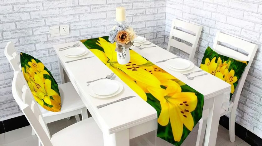 Дорожка для стола «Яркие желтые лилии » вид 3
