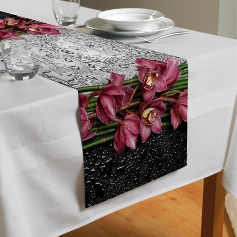 Дорожка для стола «Орхидеи в росе» вид 4