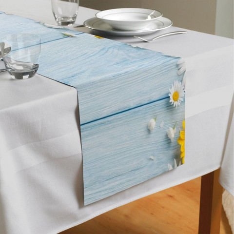 Дорожка для стола «Ромашки на голубых досках» вид 4