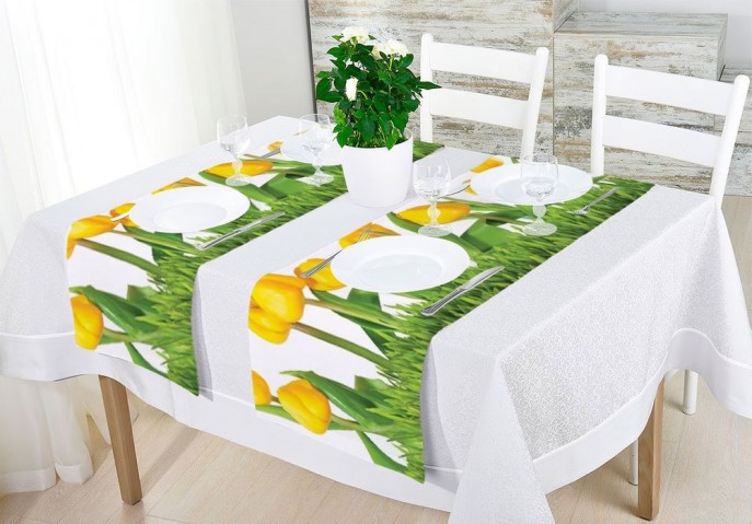 Дорожка для сервировки стола «Желтые тюльпаны» вид 2