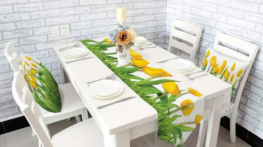 Дорожка для сервировки стола «Желтые тюльпаны» вид 3