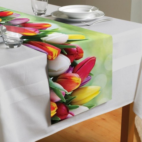 Дорожка на стол с рисунком «Разноцветные тюльпаны» вид 4