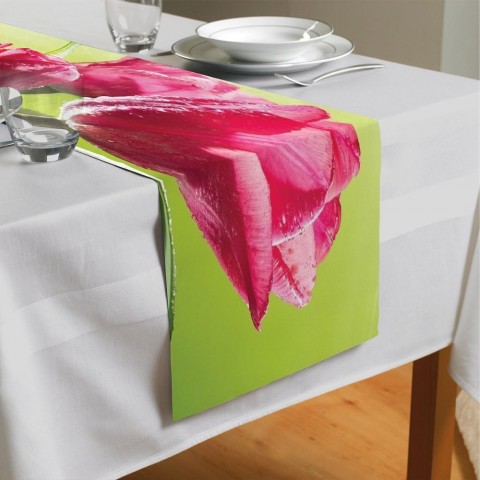 Сервировочная дорожка для кухонного стола «Тюльпаны на зеленом фоне» вид 4