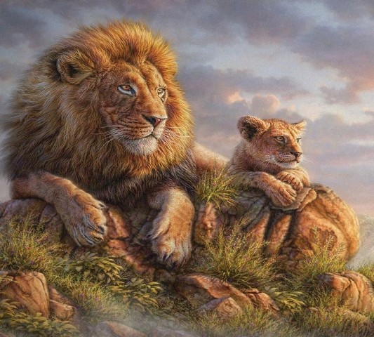 Наперон «Величественные львы» вид 1