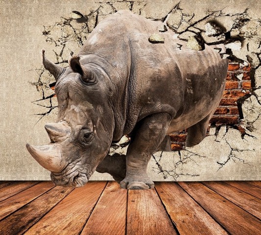Узкая скатерть «Носорог сквозь стену» вид 1